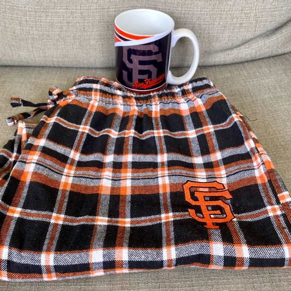 Like New San Francisco Giants Flannel PJ Lounge Pants & Gently Used Giants Mug - Picture 1 of 12